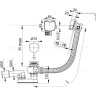 Сифон ALCAPLAST A565KM1-100 для ванны с напуском воды через перелив, для ванн с толстыми стенками, металл/металл, длина 100 см