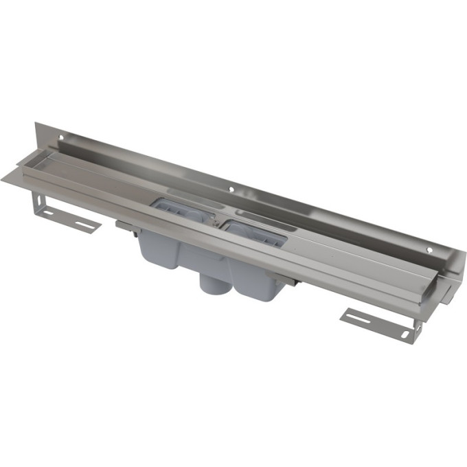 Водоотводящий желоб ALCAPLAST APZ1004S-550 FLEXIBLE для перфорированной решетки с регулируемым краем, к стене, вертикальный сток